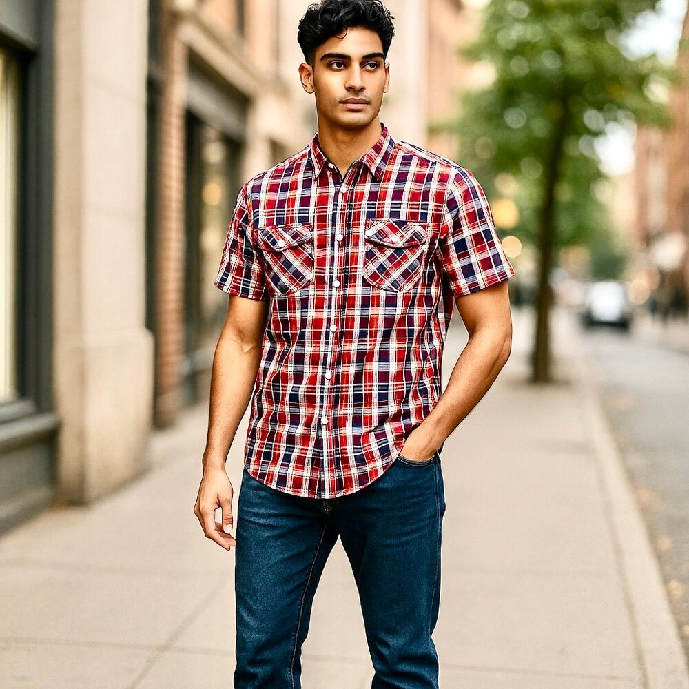 SuperDry Shirt WASHBASKET Short Sleeves Plaid Camp Casual